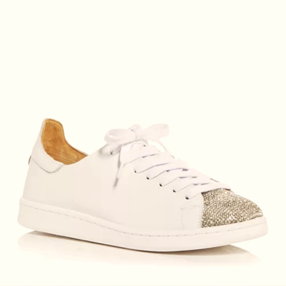 SCHUTZ Women's Sienna Embellished Low Top Sneakers. Color White. Size 10.